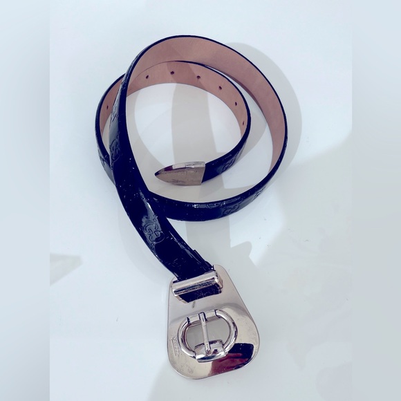 GUCCI WOMEN BELT PATENT LEATHER BLACK  GOLD SIZE 105 main image 5